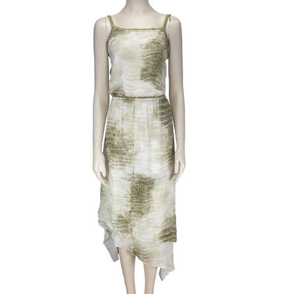 JACQUES RUC Boho Set Assymmetrical Skirt Cami Fairycore Green White sz 10 - Picture 9 of 10